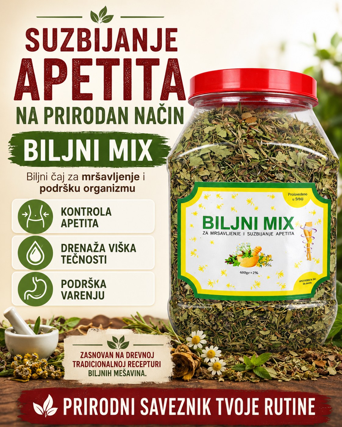 Biljni Mix čaj - suzbijanje apetita na prirodan način